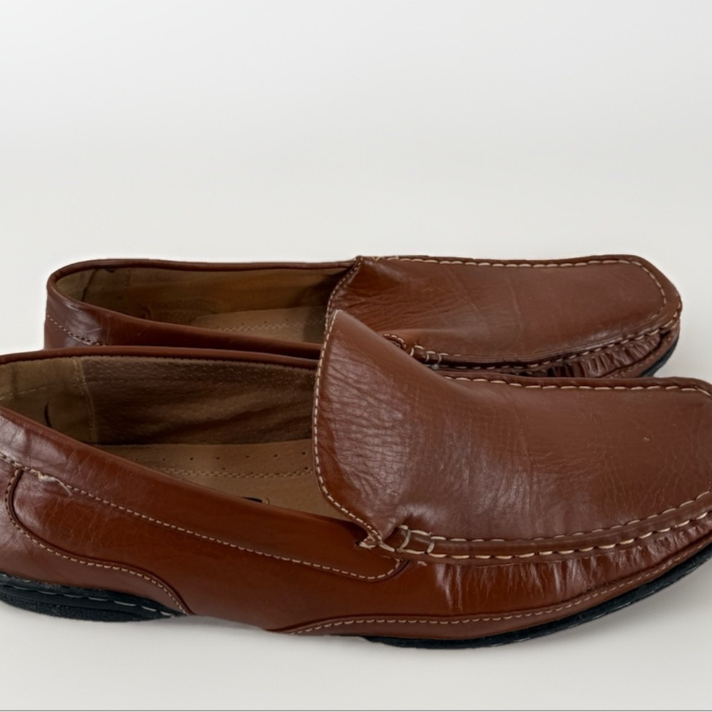 Stacy Adams Mens Leather Lined Cognac Brown Driving Loafers Size 12